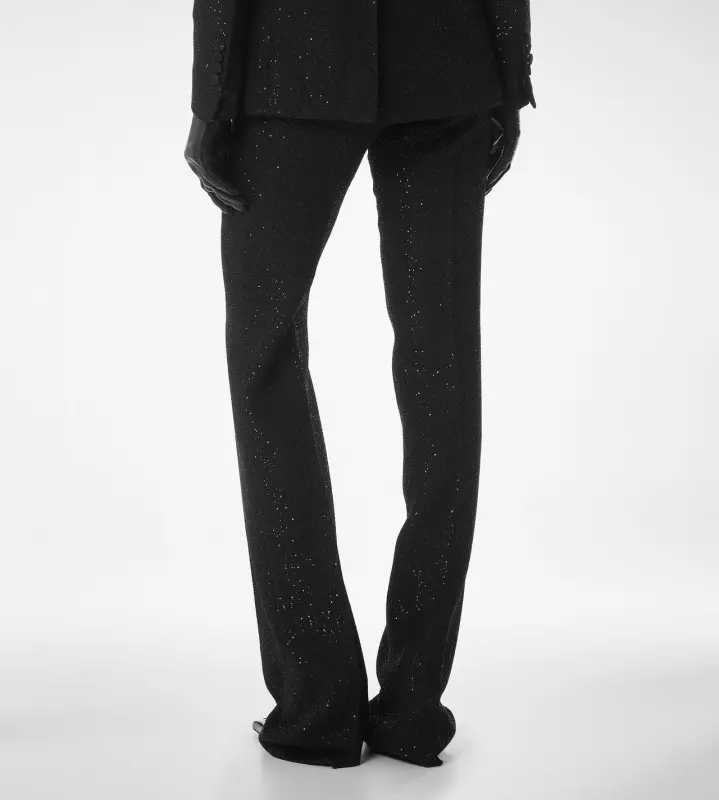 SEQUINED WOOL BLEND CREPE TAILORED STRAIGHT PANTS online